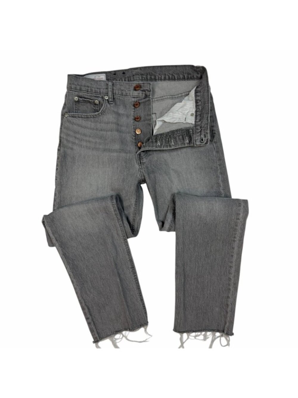 GAP Cheeky Straight High Rise Jeans Size 8/29 Button Fly Sky Gray Raw Hem 753446 - Picture 2 of 10